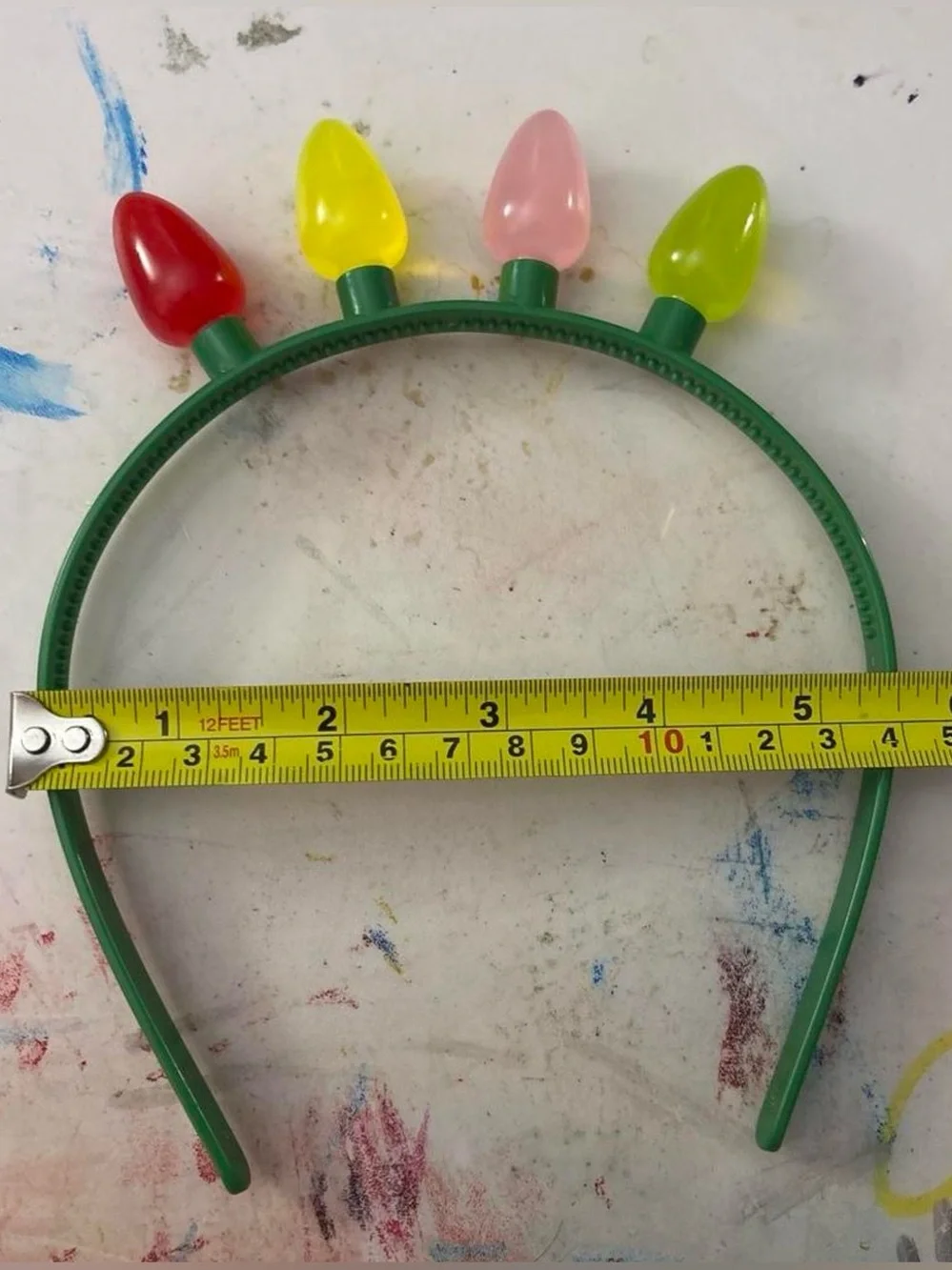 Green Kids Headband with Pink, Yellow and Red Light-Bulb Accents